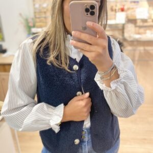 Gilet bouclettes marine - M/L